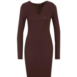 Brown ribbed dress